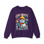 Stay Frosty & Lifted - Cosmic Snowman Crewneck Sweatshirt