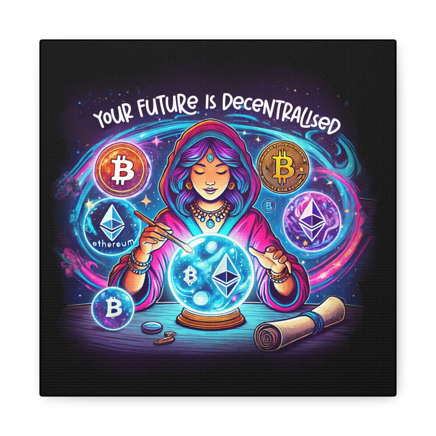 Canvas Print - Your Future is Decentralized - Crypto Psychic Design