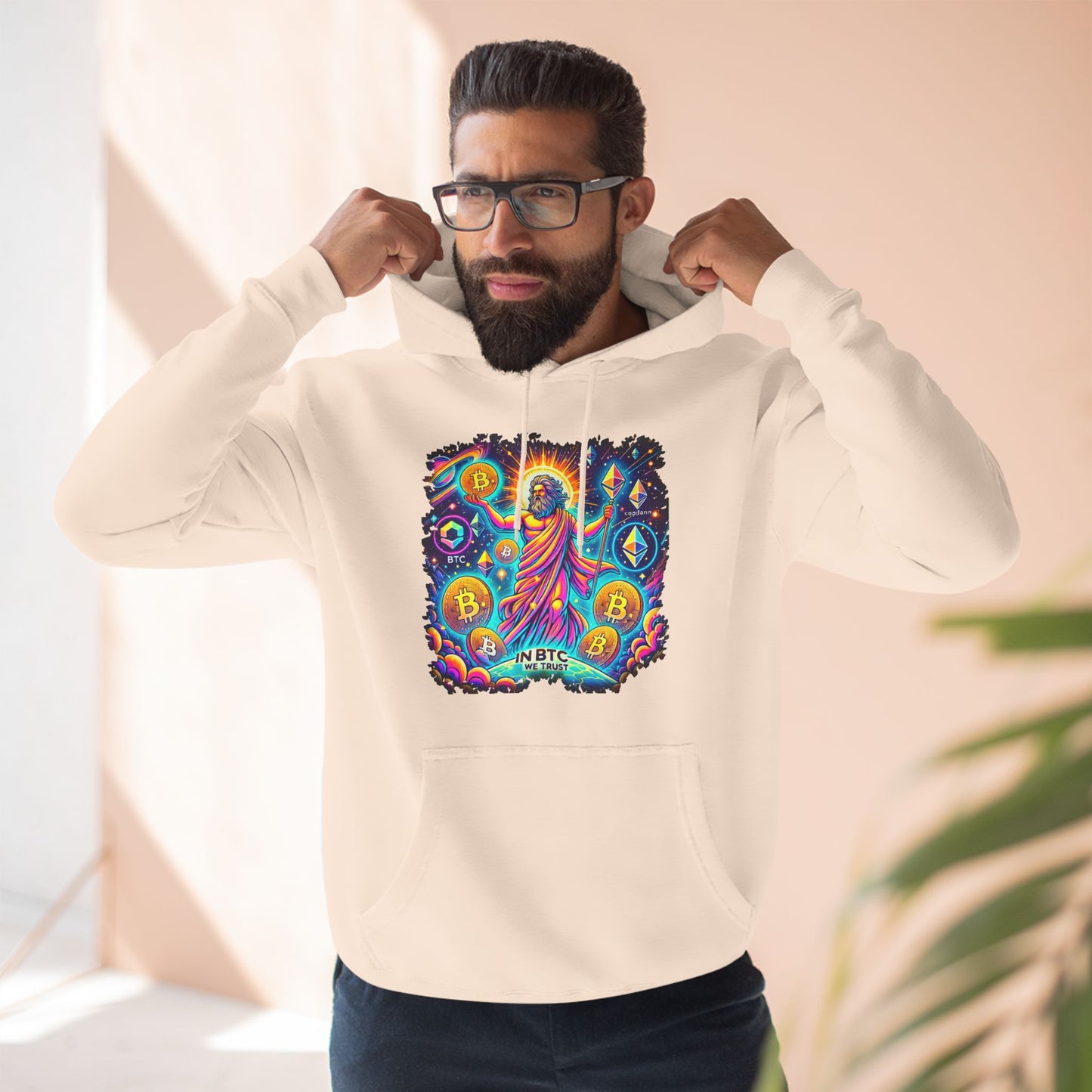 Fleece Hoodie - Cosmic Bitcoin God - 'In BTC We Trust'