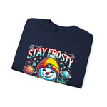 Stay Frosty & Lifted - Cosmic Snowman Crewneck Sweatshirt