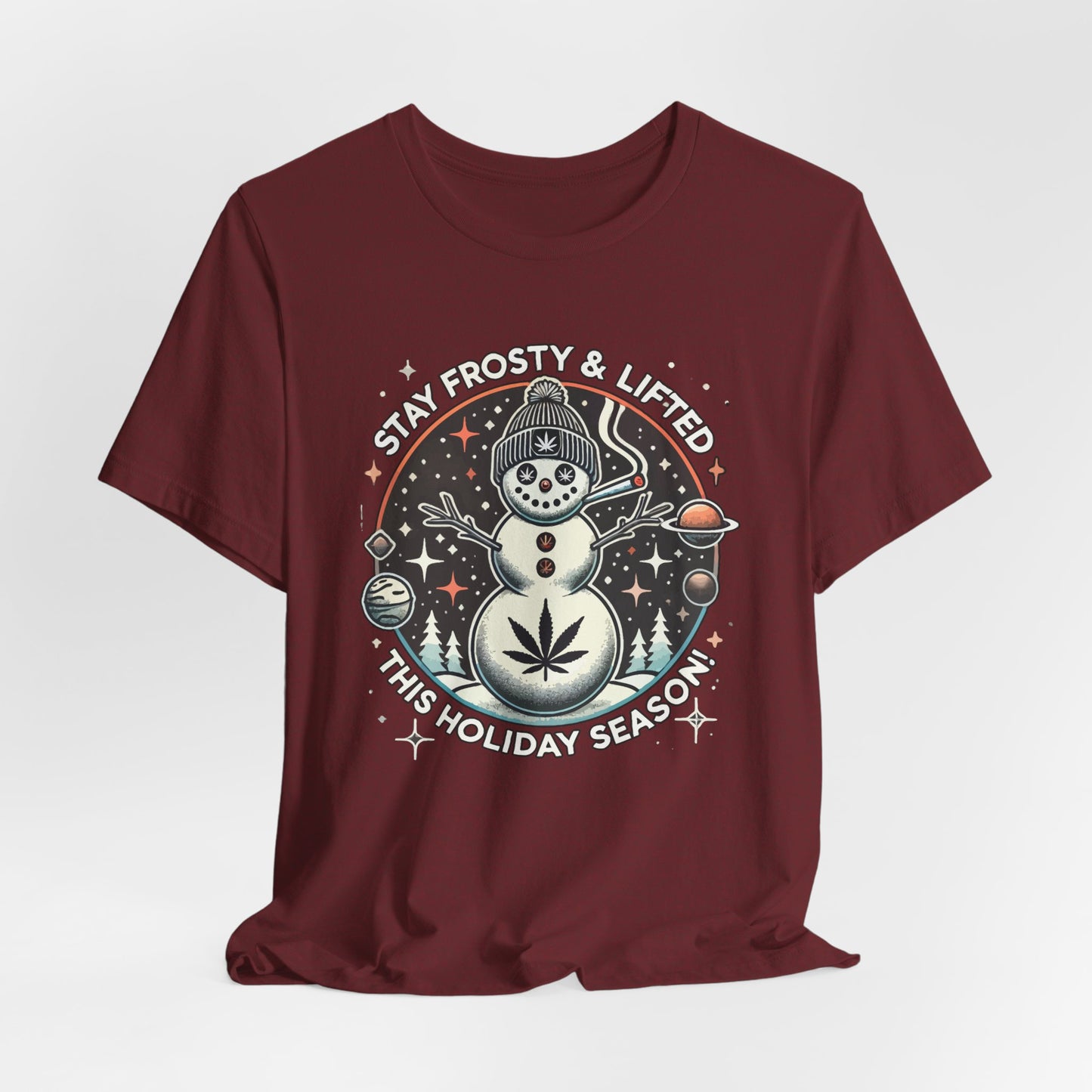 Stay Frosty & Lifted - Cosmic Snowman Holiday Tee