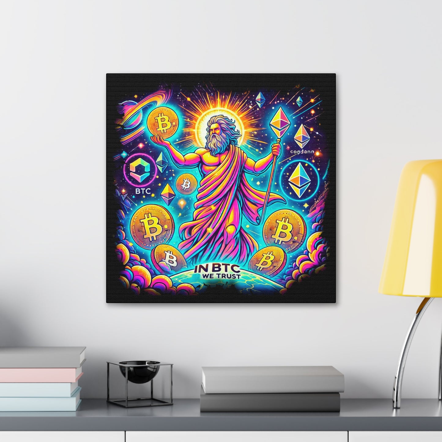 Canvas Gallery Wraps Bitcoin Cosmic Design