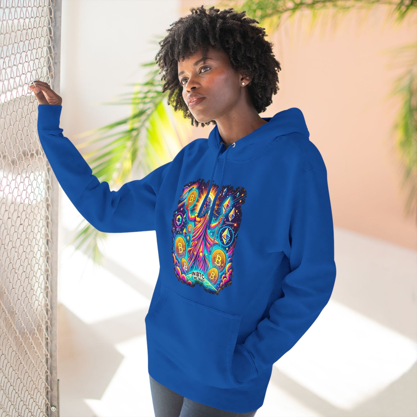 Fleece Hoodie - Cosmic Bitcoin God - 'In BTC We Trust'