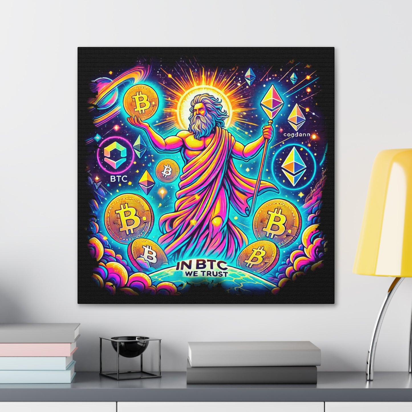 Canvas Gallery Wraps Bitcoin Cosmic Design