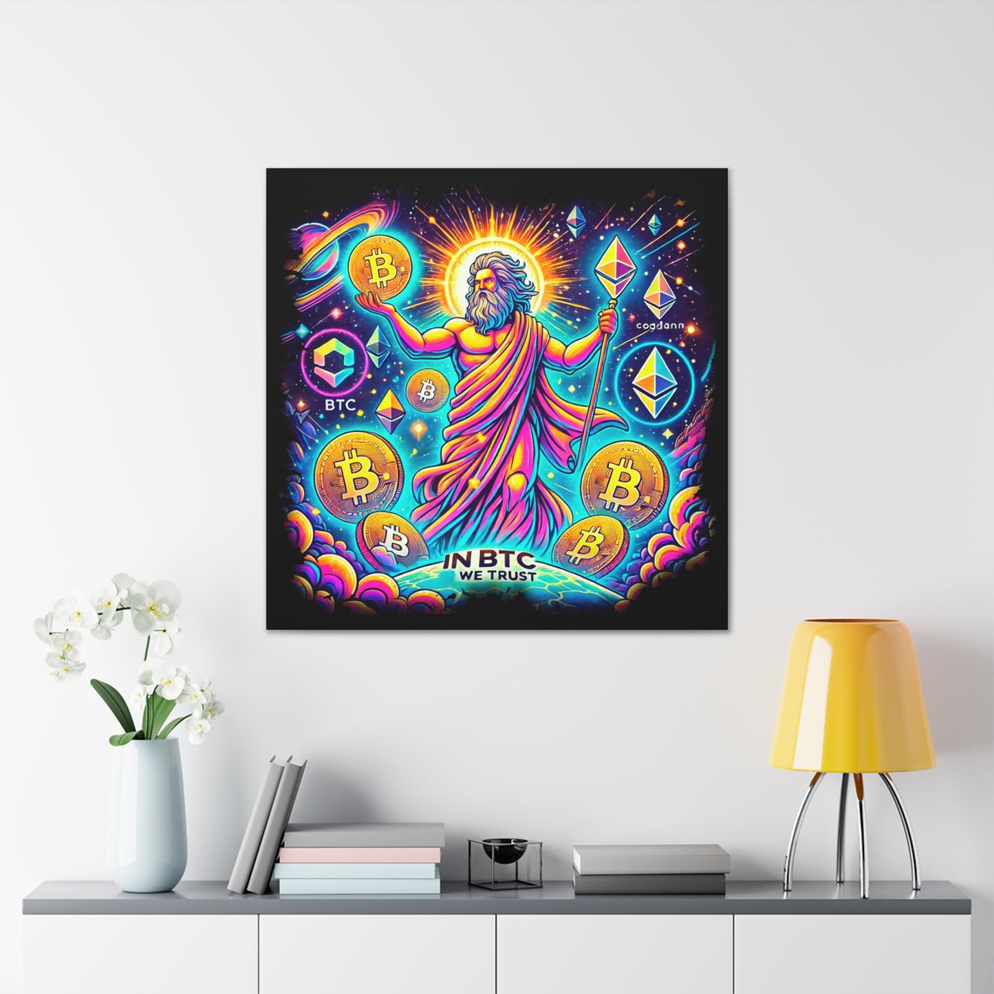 Canvas Gallery Wraps Bitcoin Cosmic Design