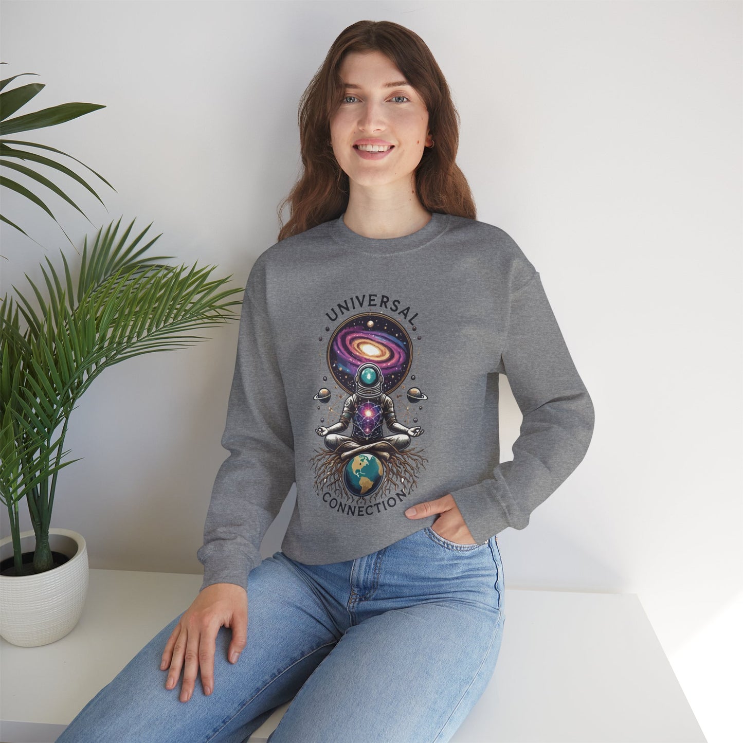 🌌 Universal Connection - Cosmic Astronaut Crewneck Sweatshirt 🌠