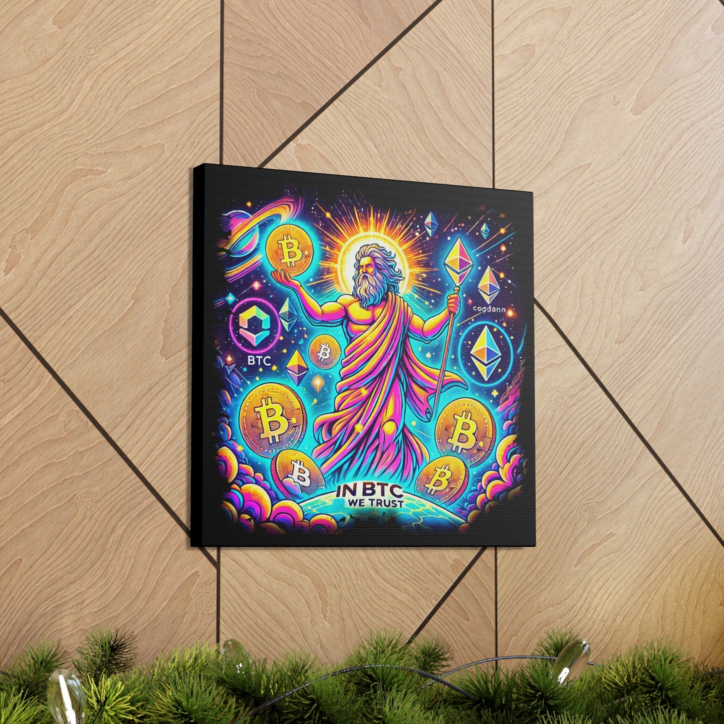 Canvas Gallery Wraps Bitcoin Cosmic Design