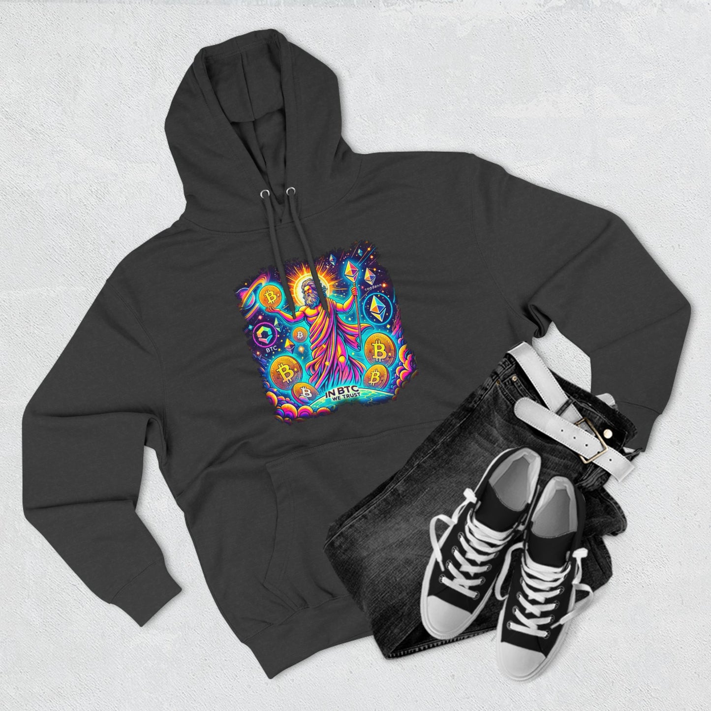 Fleece Hoodie - Cosmic Bitcoin God - 'In BTC We Trust'