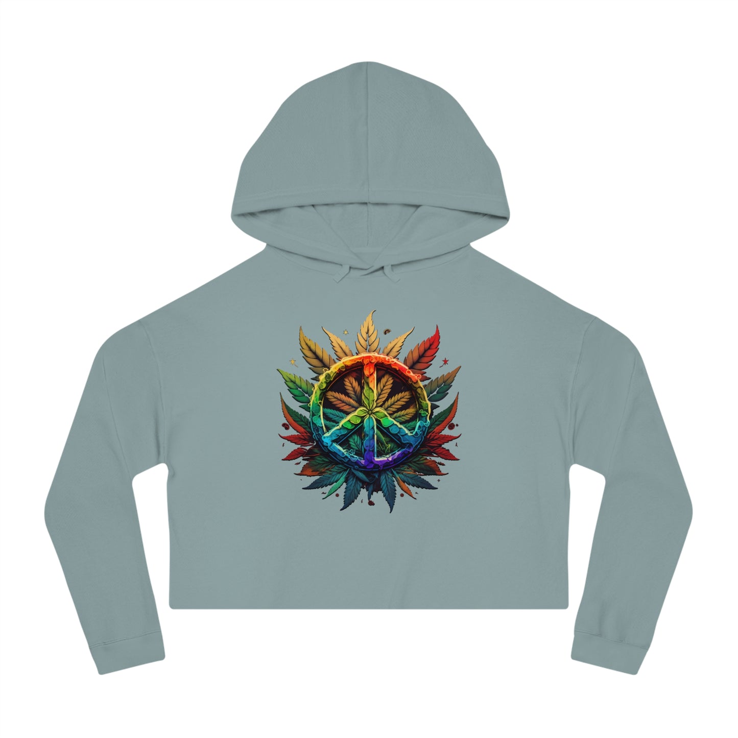 Peace Leaf Cropped Hooded Sweatshirt