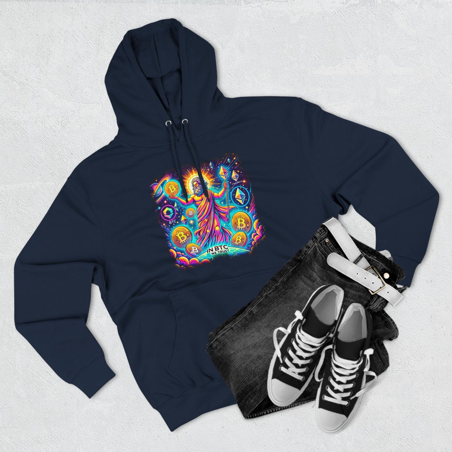 Fleece Hoodie - Cosmic Bitcoin God - 'In BTC We Trust'