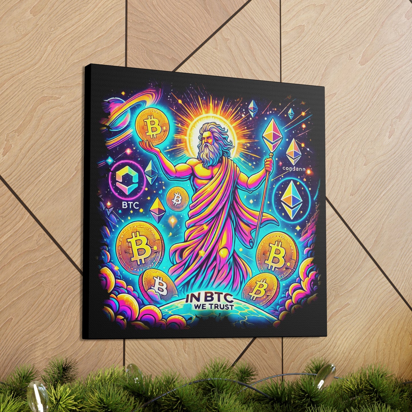 Canvas Gallery Wraps Bitcoin Cosmic Design