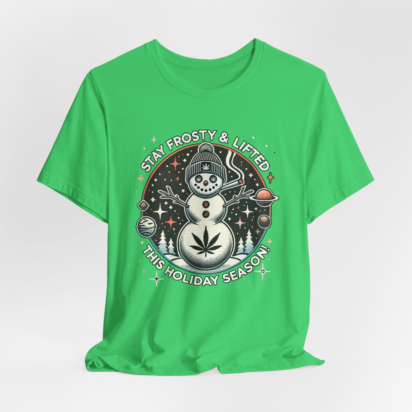 Stay Frosty & Lifted - Cosmic Snowman Holiday Tee