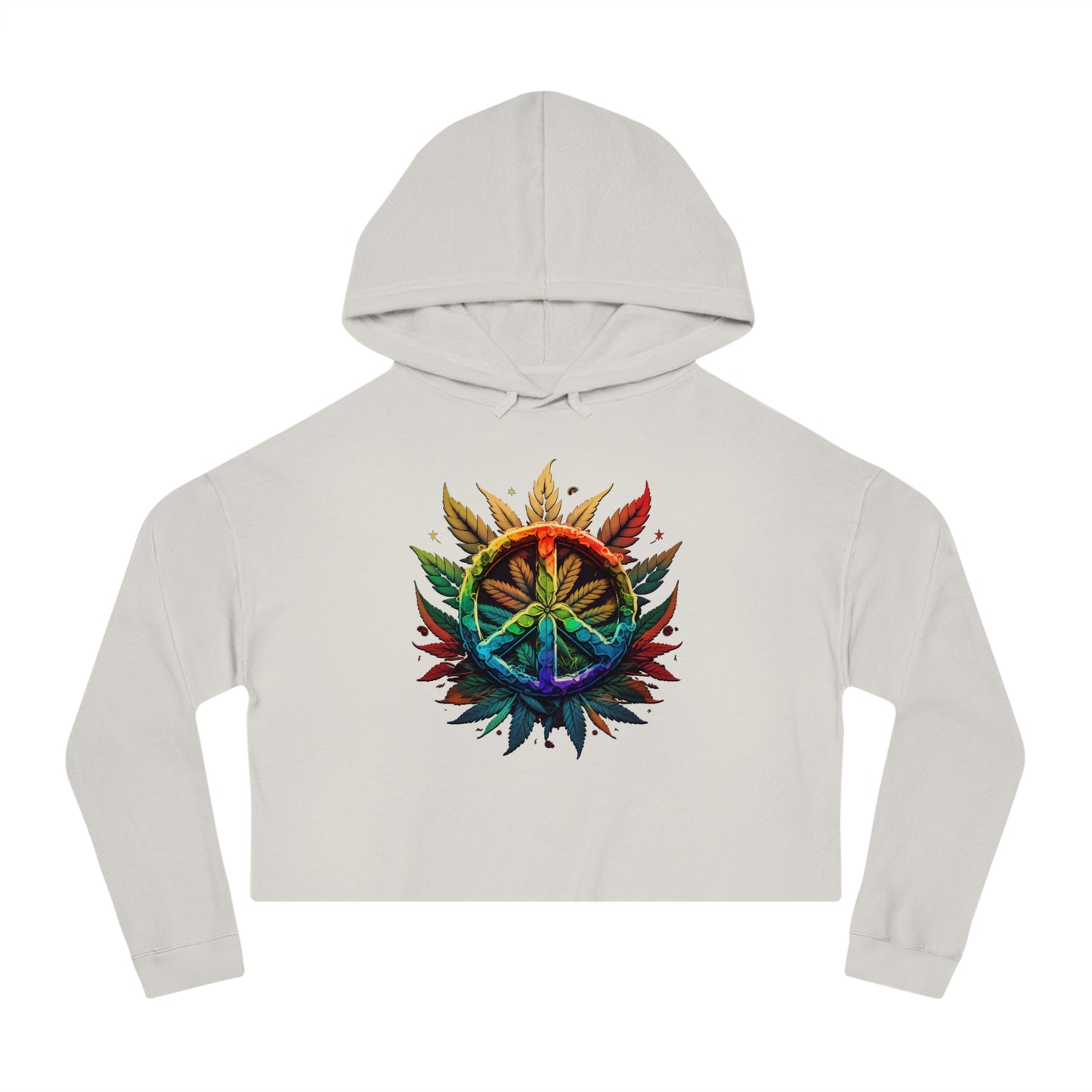 Peace Leaf Cropped Hooded Sweatshirt