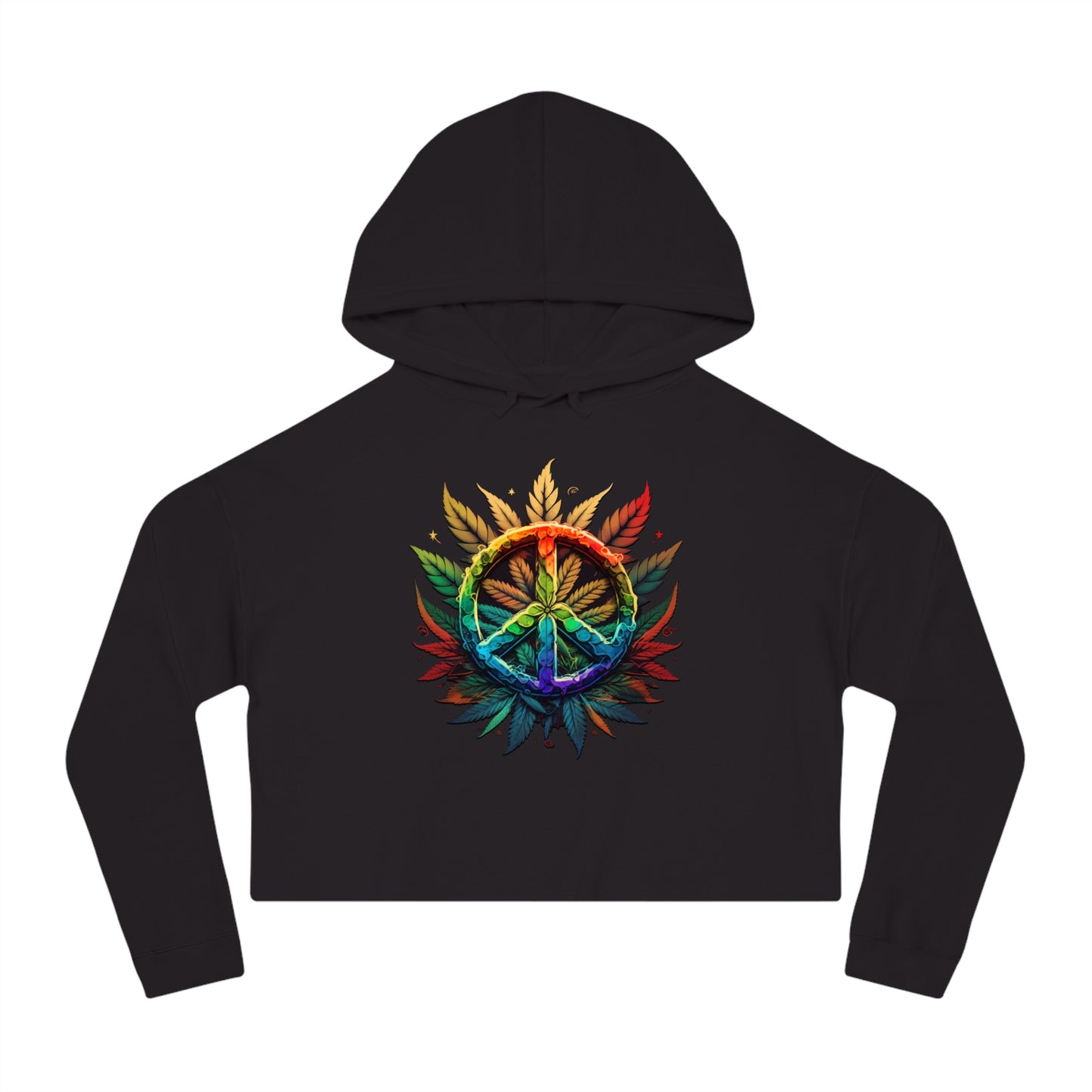 Peace Leaf Cropped Hooded Sweatshirt