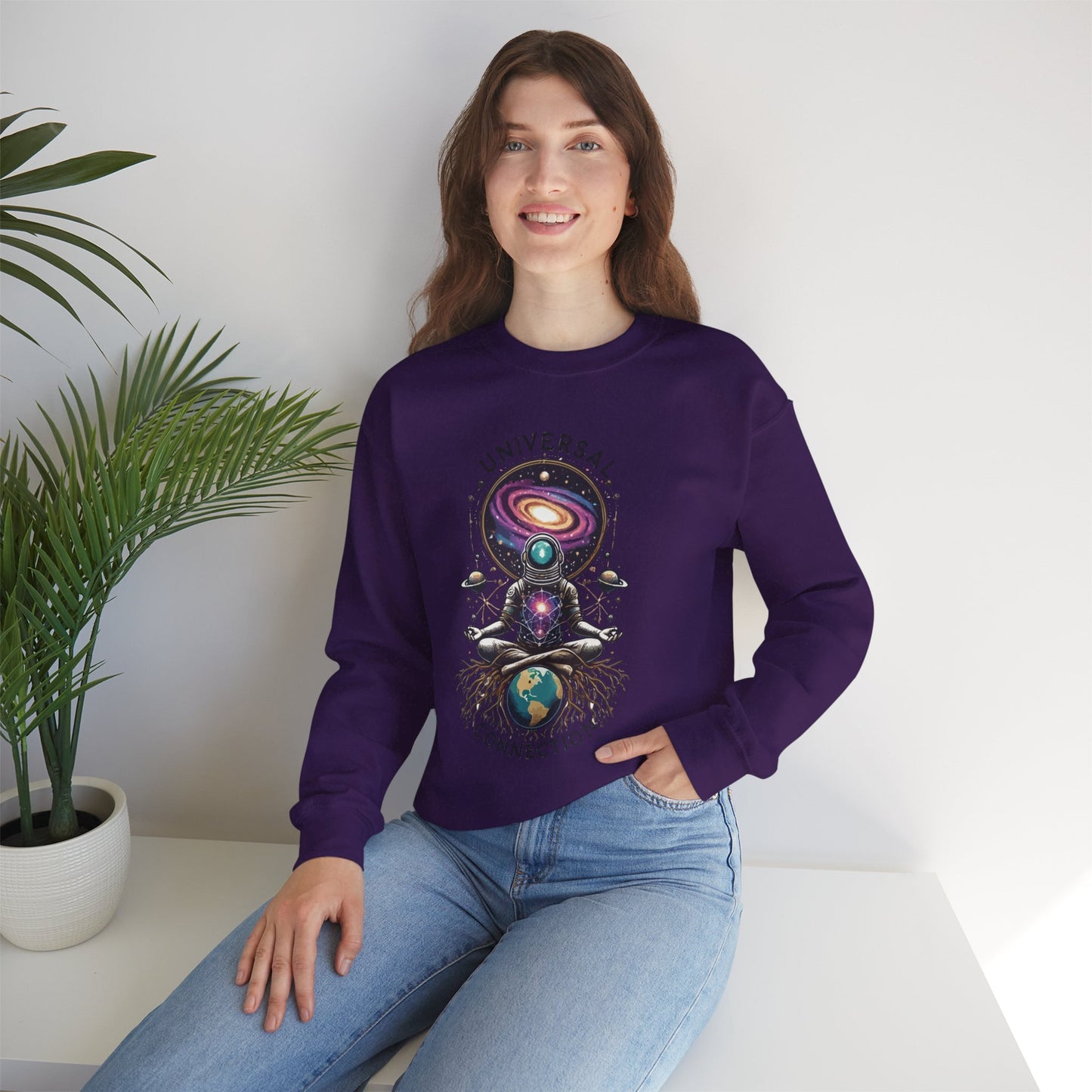 🌌 Universal Connection - Cosmic Astronaut Crewneck Sweatshirt 🌠