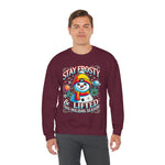 Stay Frosty & Lifted - Cosmic Snowman Crewneck Sweatshirt