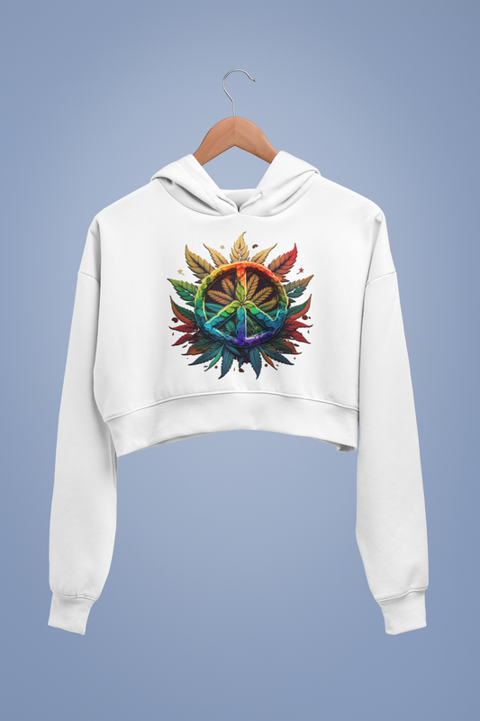 Peace Leaf Cropped Hooded Sweatshirt