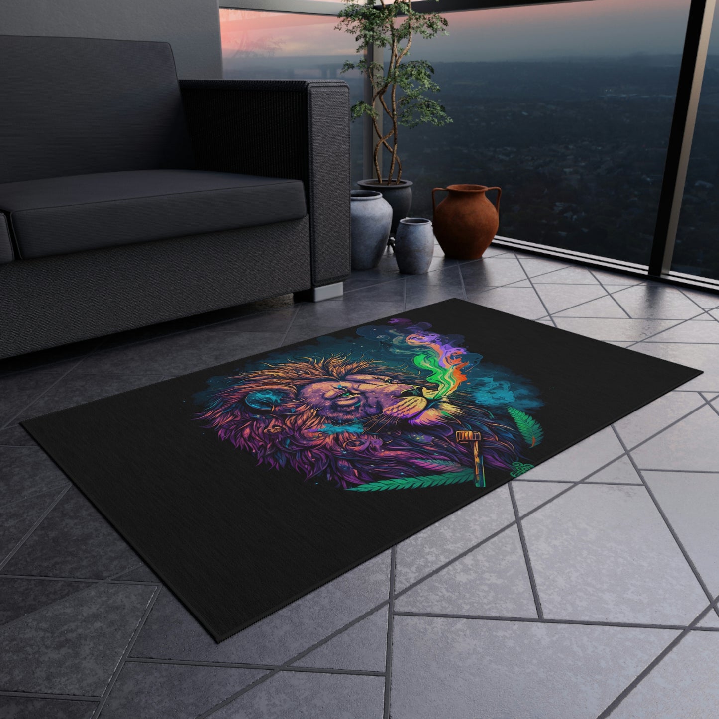 High Artistry Lion Outdoor Rug