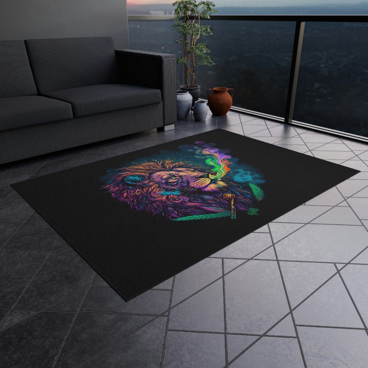 High Artistry Lion Outdoor Rug