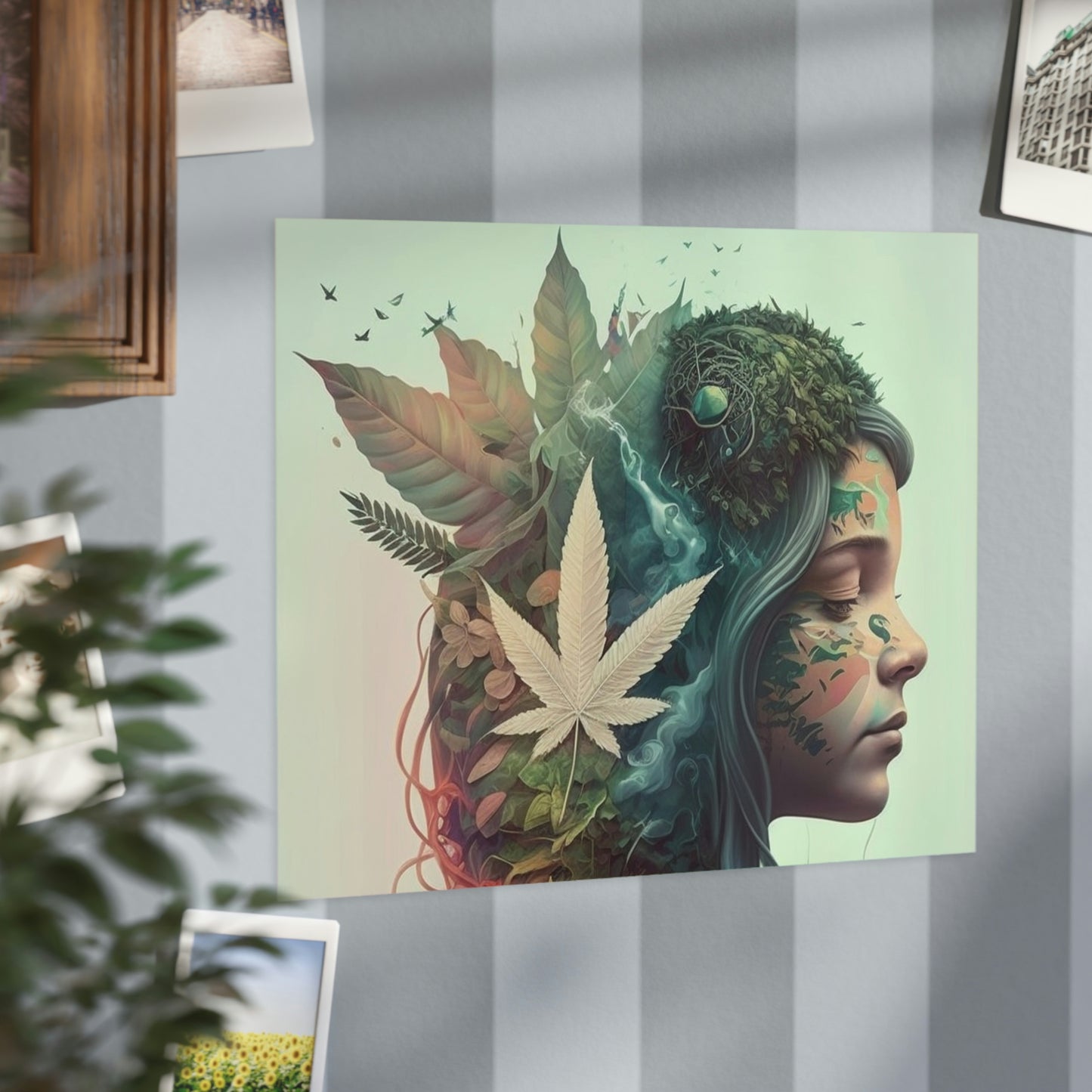 Cannabis Nature Girl Poster Unframed