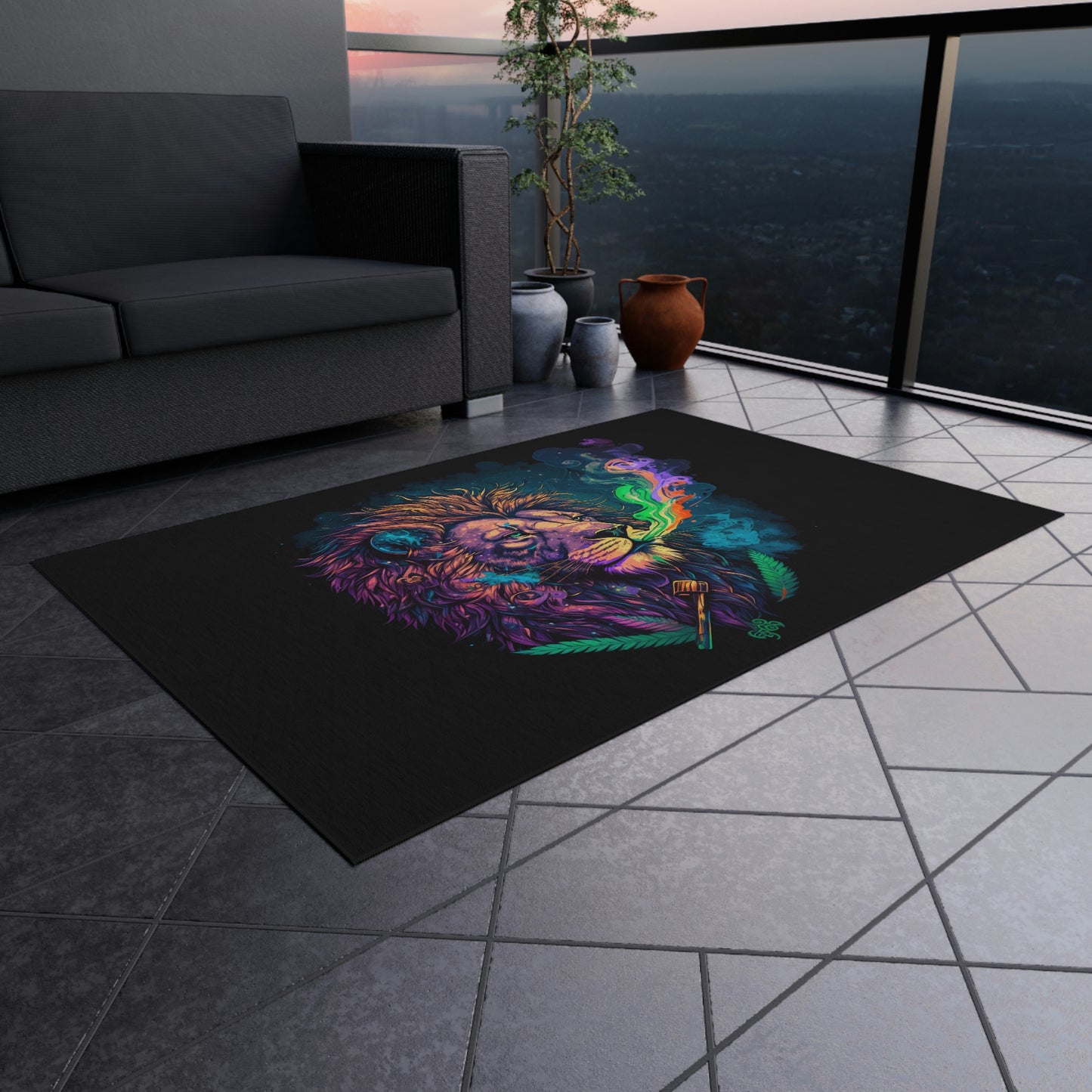 High Artistry Lion Outdoor Rug