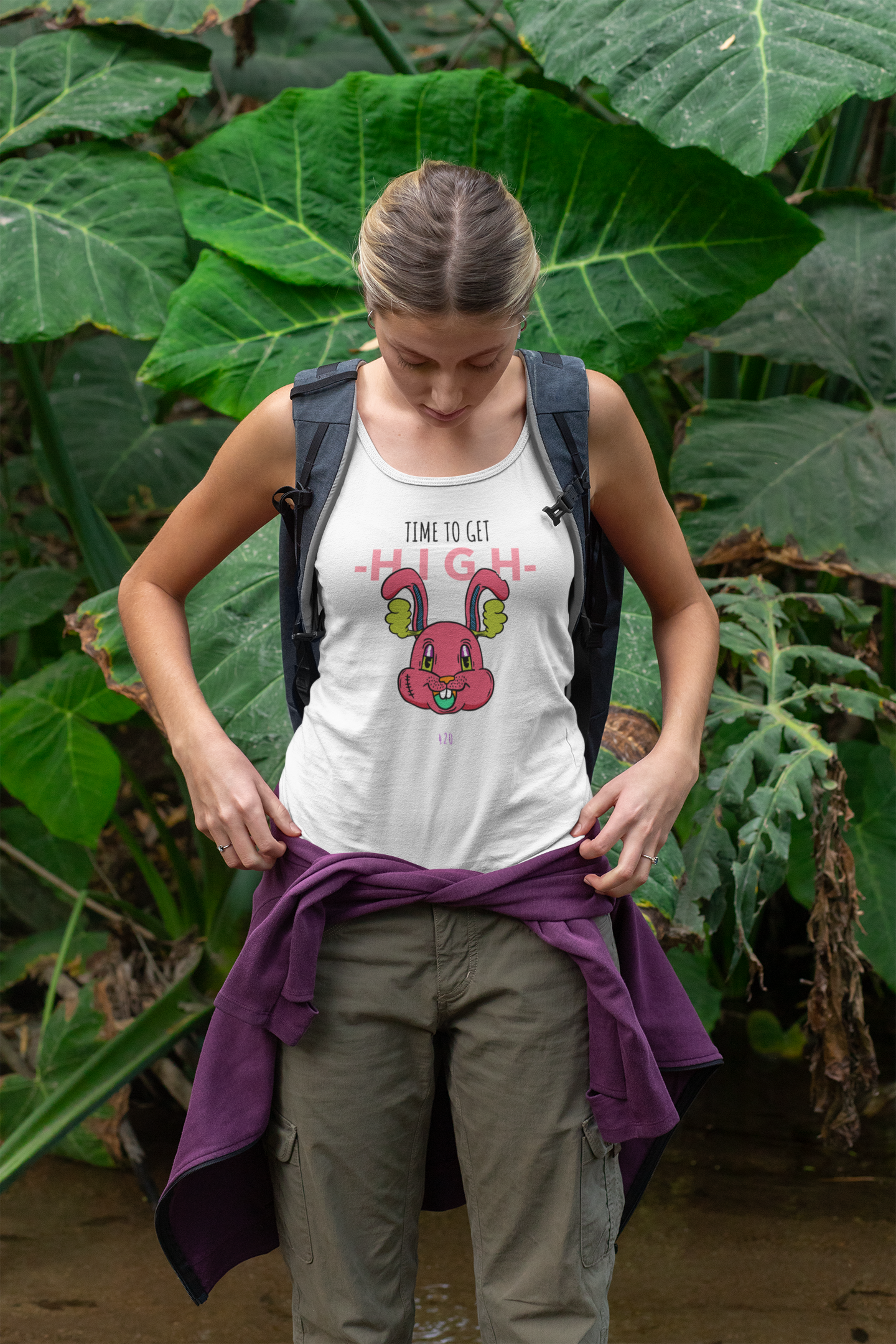 Time to Get High - Bunny - Unisex Jersey Tank